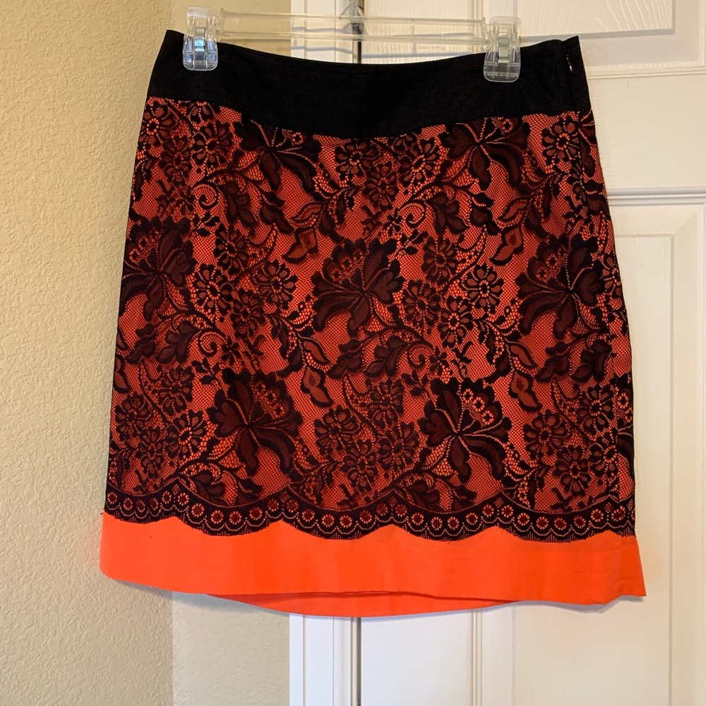 The Limited Black and Orange Embellished Mini Pencil Skirt